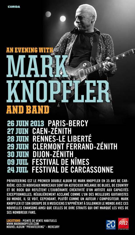 Mark Knopfler en tournée française pour 6 dates à partir du 26 juin !