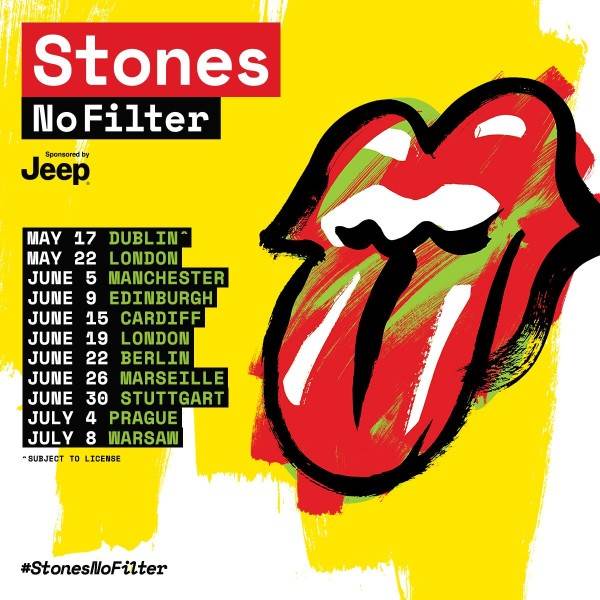 The Rolling Stones are bringing the No Filter tour to the UK, Ireland and France this summer